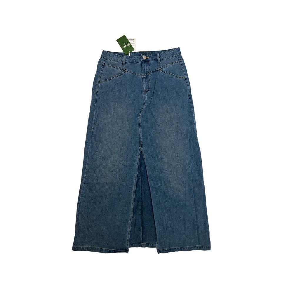 Halara Denim Maxi Skirt Y2K 90s Front Slit High Rise M NWT
